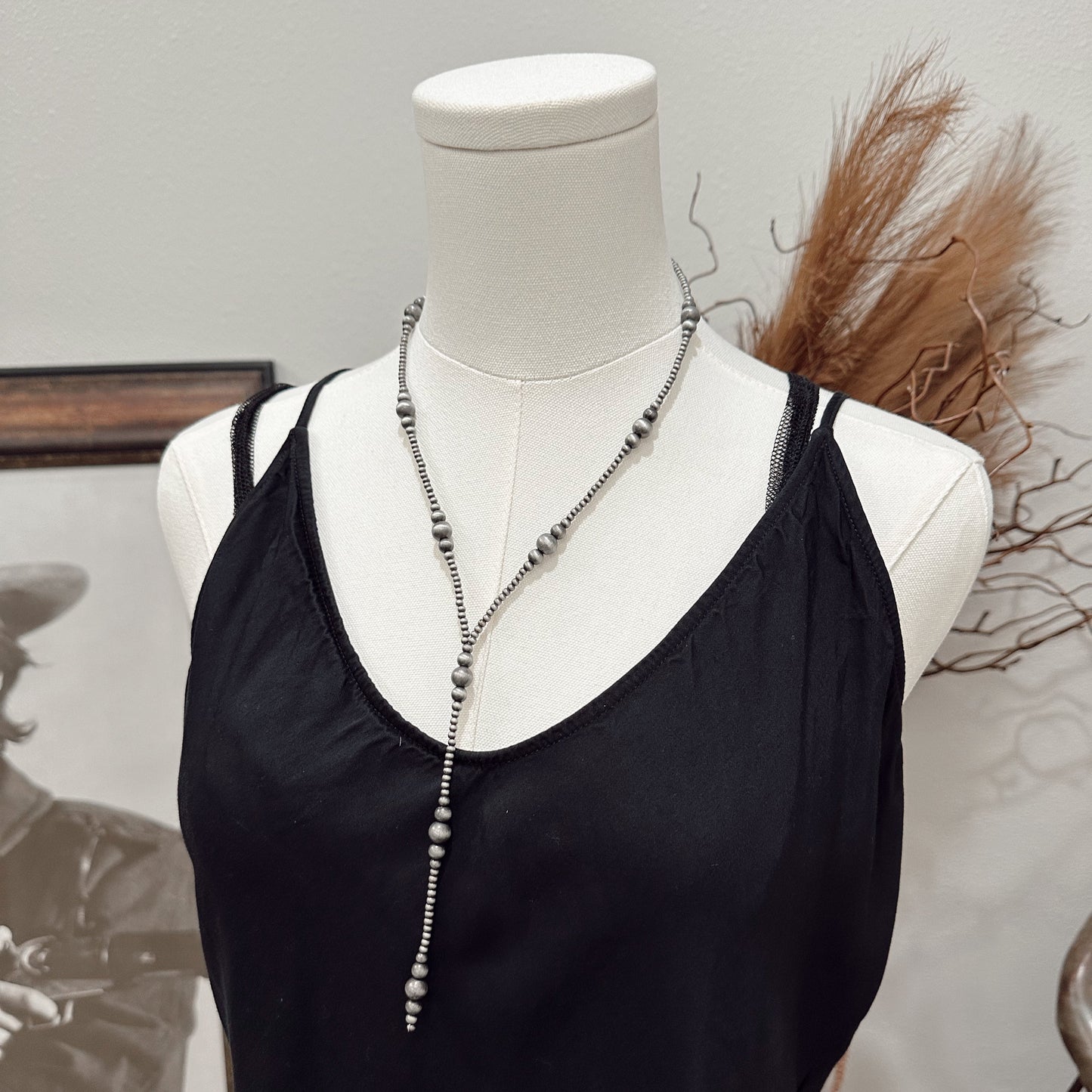 20" Silver Pearls Drop Necklace