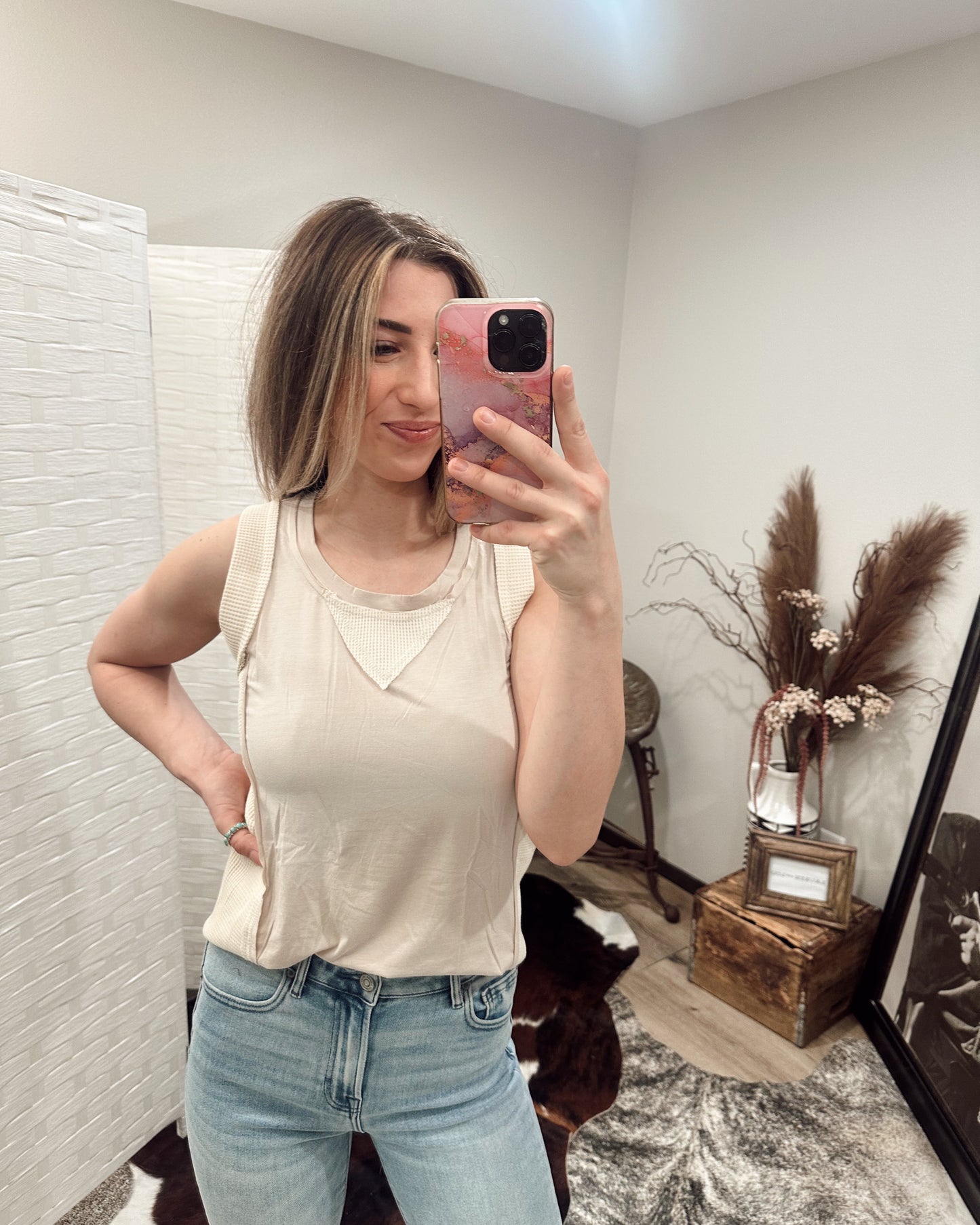 Contrast Thermal Tank in Oatmeal