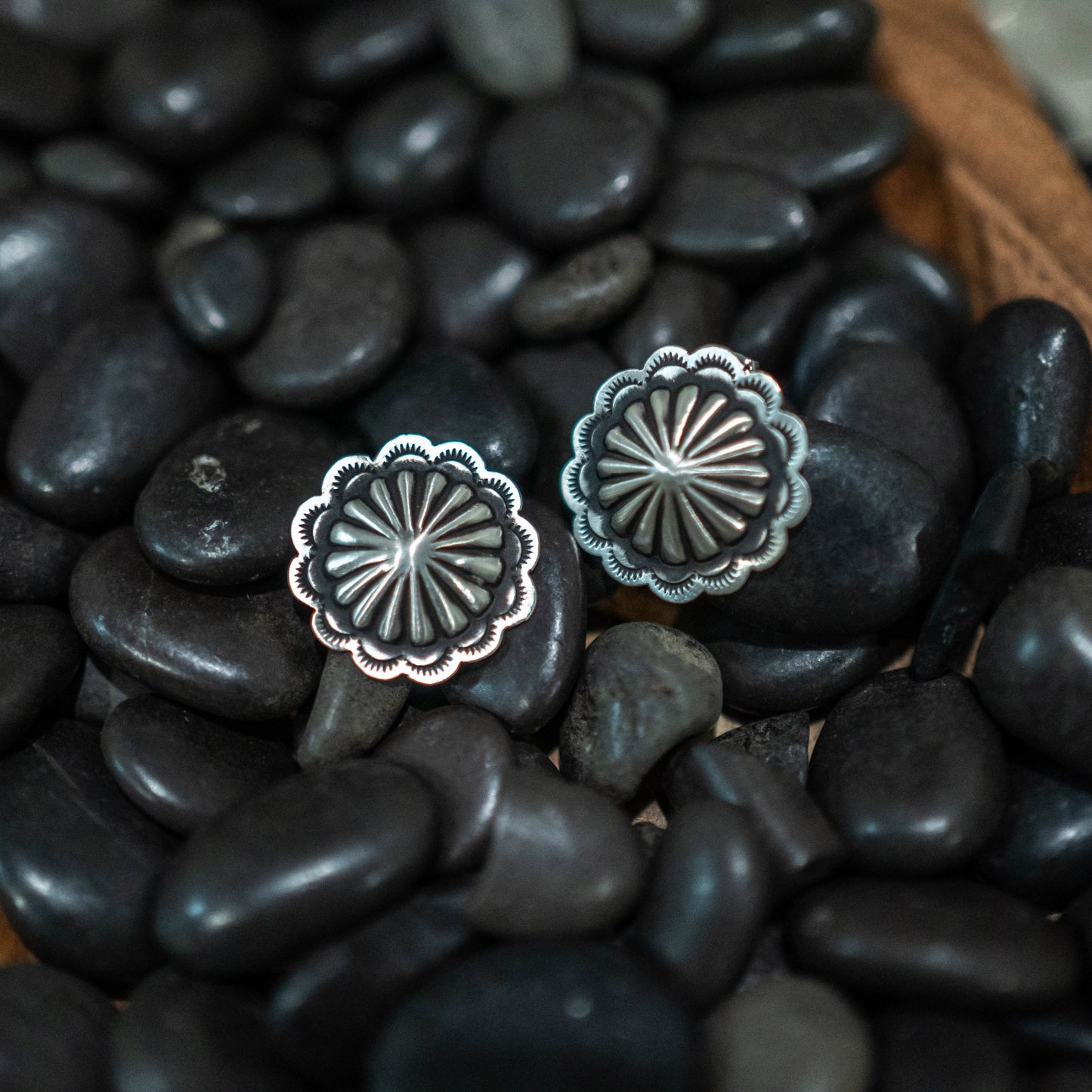 Sterling Silver Concho Earrings