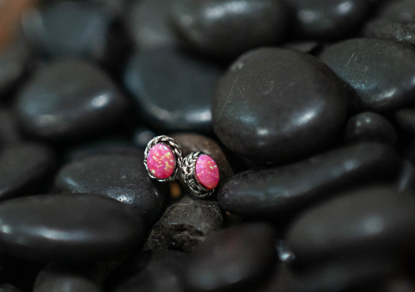 Hot Pink Opal Mini Studs