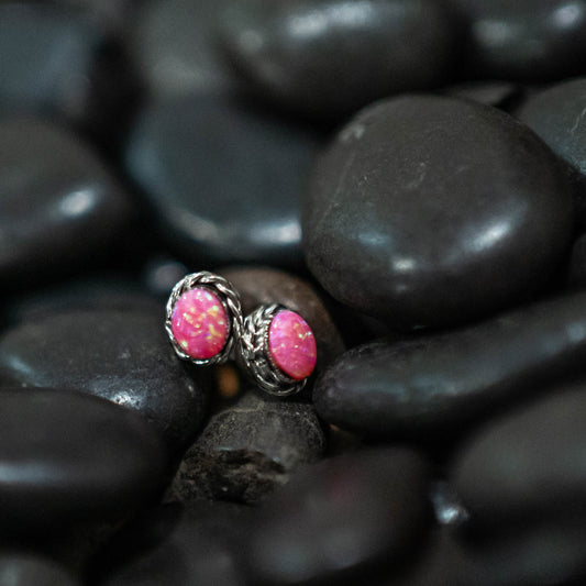 Hot Pink Opal Mini Studs