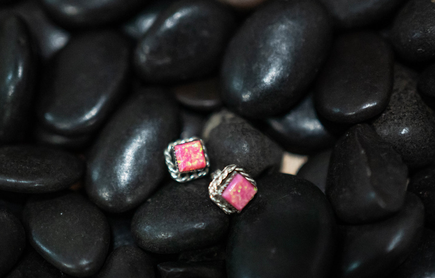 Hot Pink Opal Mini Studs