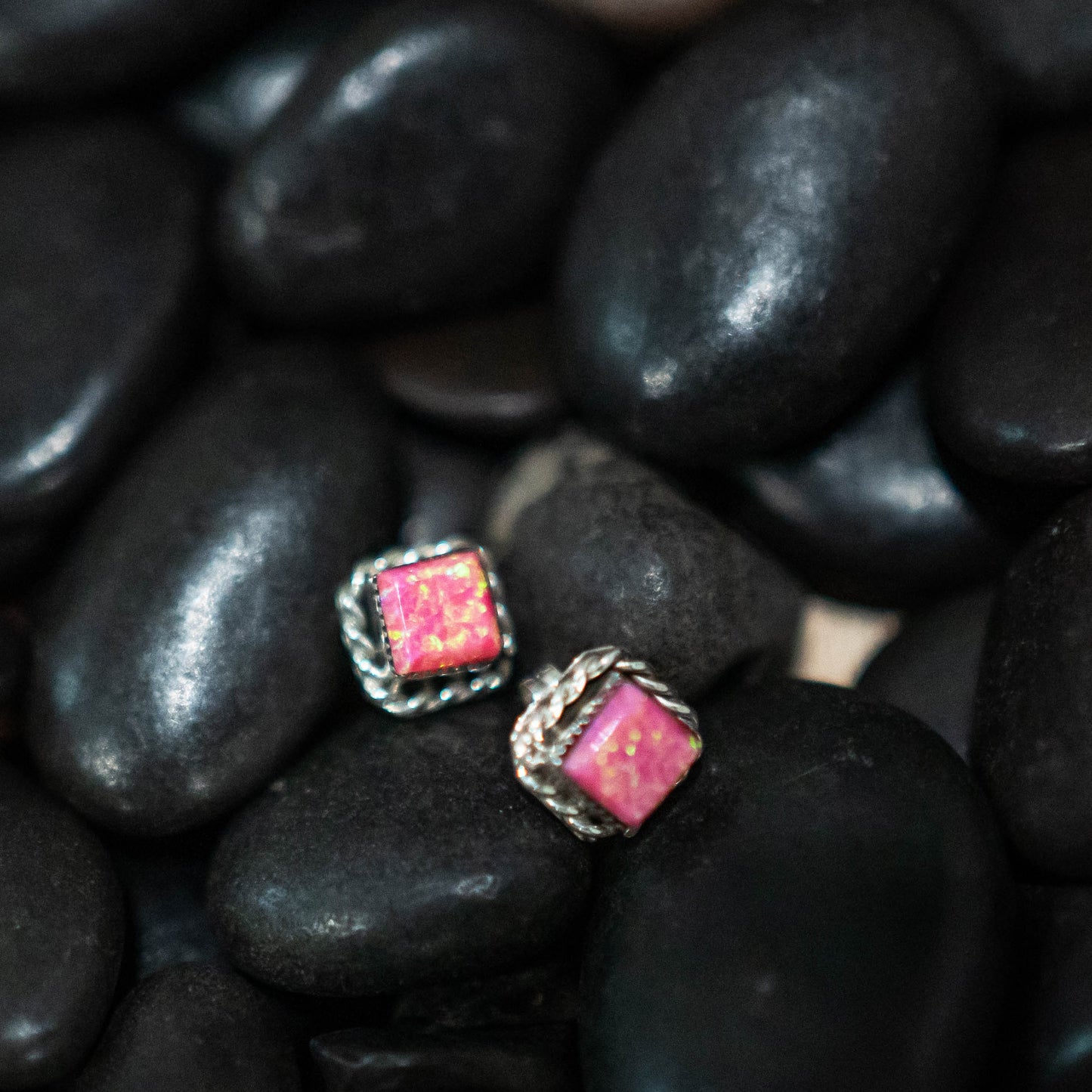 Hot Pink Opal Mini Studs