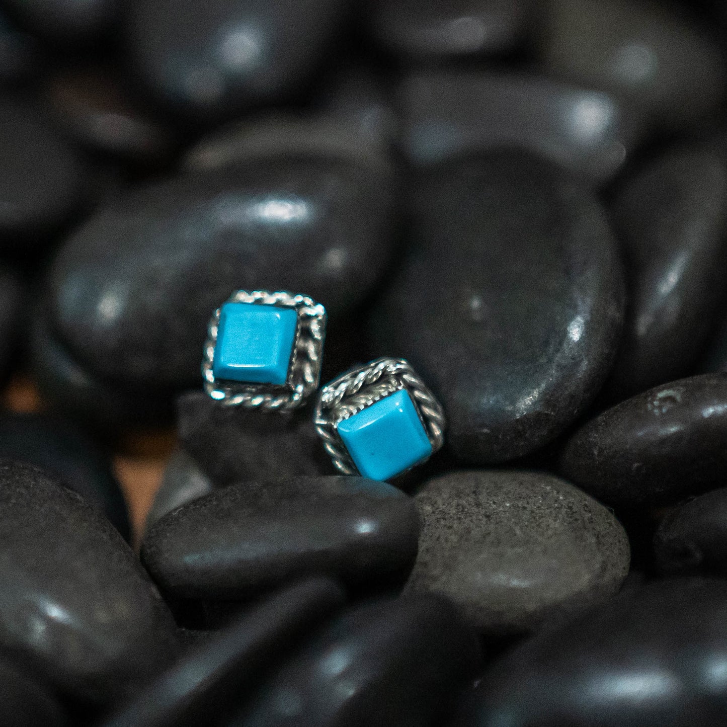 Mini Turquoise Square Studs