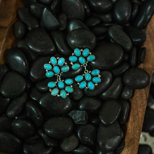 Turquoise Cluster Drop Earrings