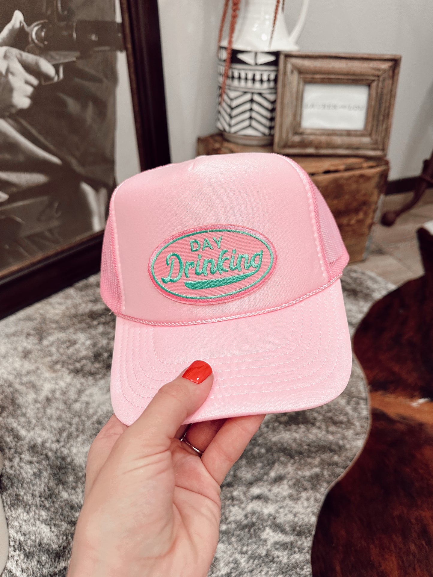 Day Drinking Trucker in Pink