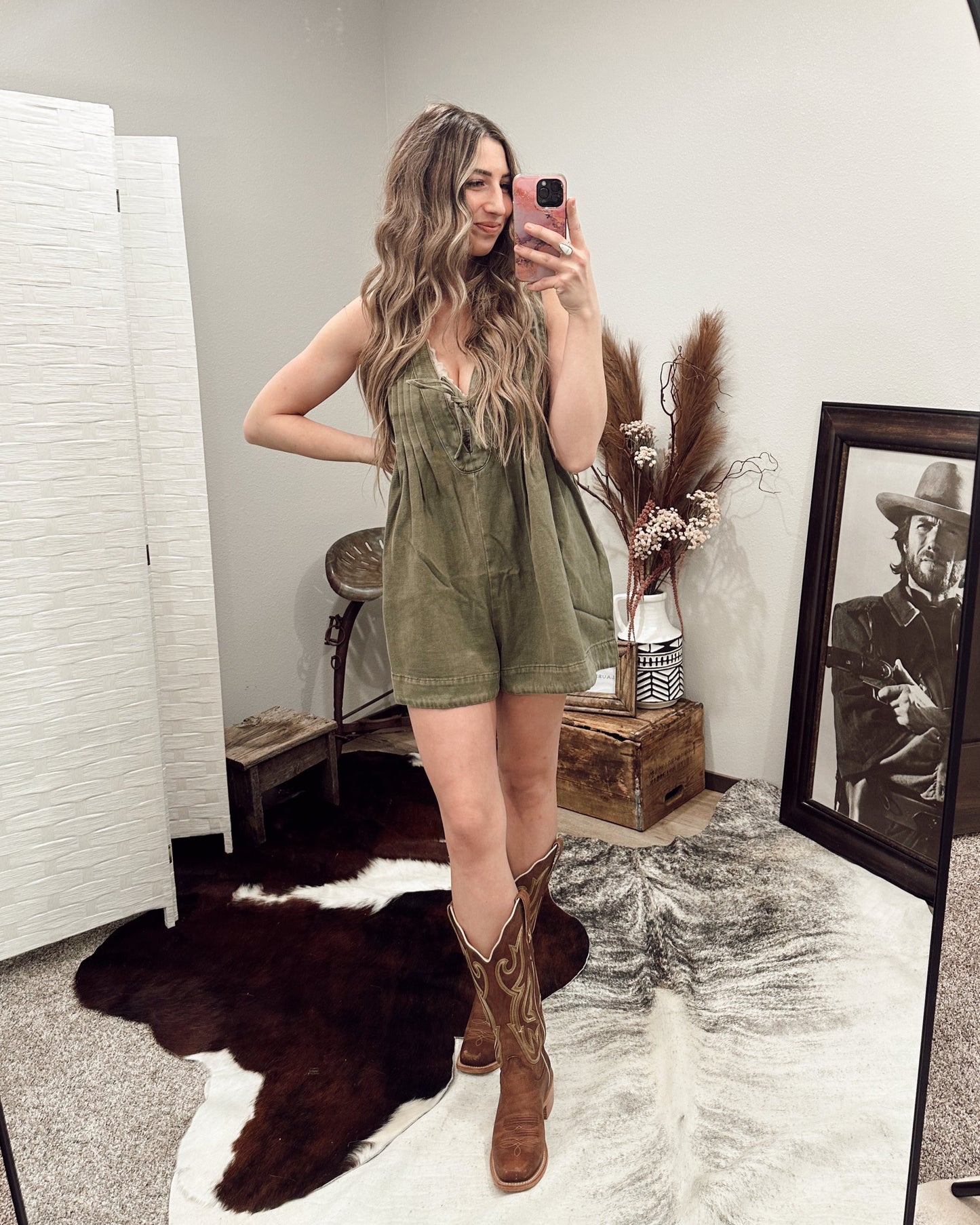 Stampede Nights Romper in Olive