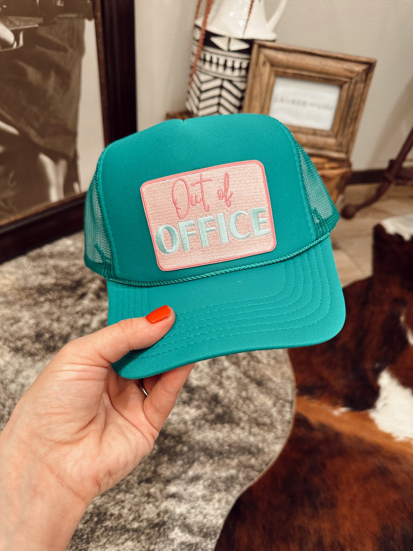 Out of Office Trucker in Turquoise